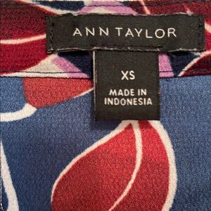 Ann Taylor Red and Blue Floral Blouse